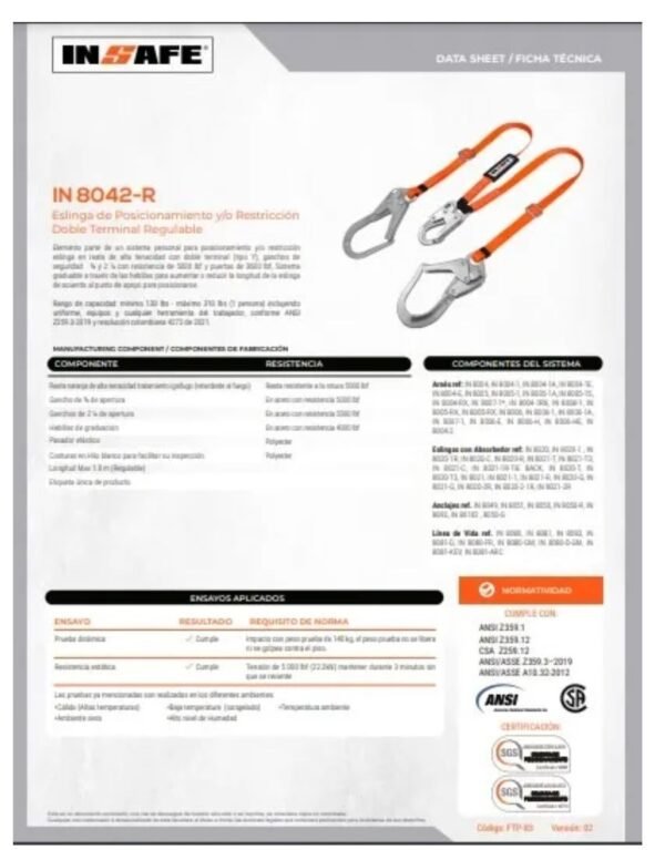 ESLINGA DE POSICIONAMIENTO EN Y IN8042